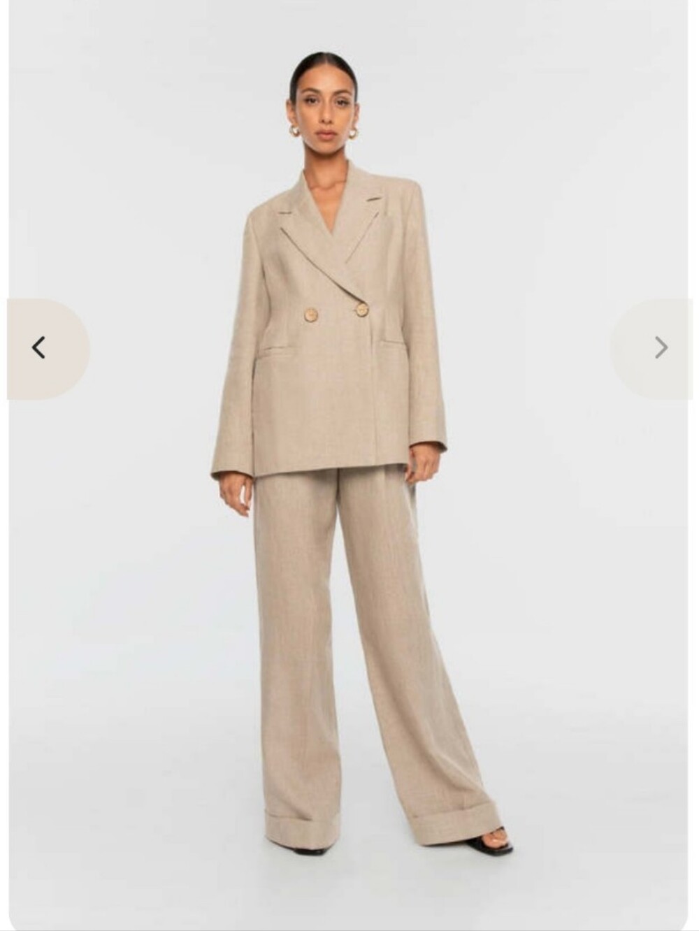 dāl the label Signature Linen Double Breasted Blazer Natural Size 4 NWT